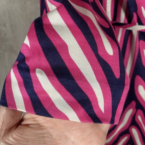 Diane von Furstenberg Naoki Wrap Dress 8 Pink Printed Silk Blend Retro Barbie - Picture 6 of 16
